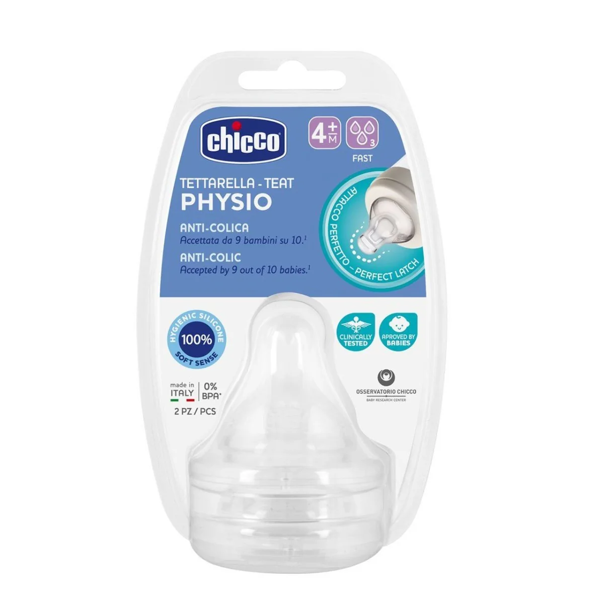 Chicco Perfect 5 Dudlík na láhev Perfect 5/Well-Being rychlý průtok 4m+ 2 ks