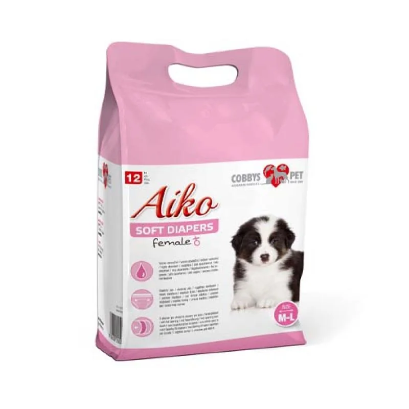 Aiko Soft Diapers M-L 36x52cm 12ks pleny pro feny středních a velkých plemen