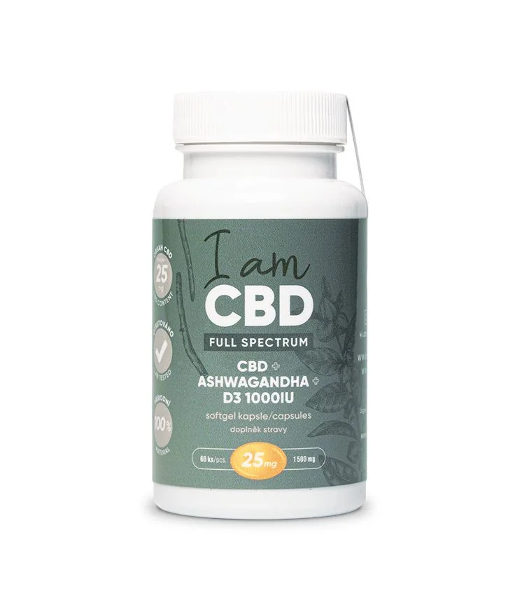 I am CBD Full Spectrum CBD 1500 mg + Ashwagandha + D3 60 kapslí