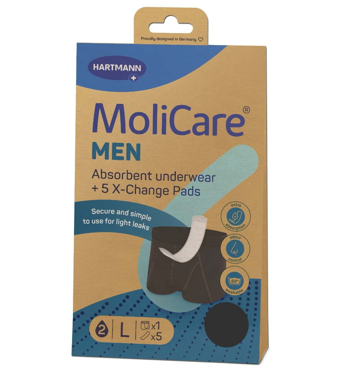 MoliCare MEN absorpční prádlo vel. L 1 ks + vložky X-Change 5 ks