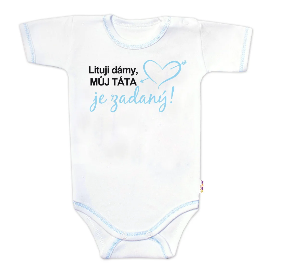 Baby Nellys Body kr. rukáv - Lituji dámy, můj táta je zadaný, vel.86