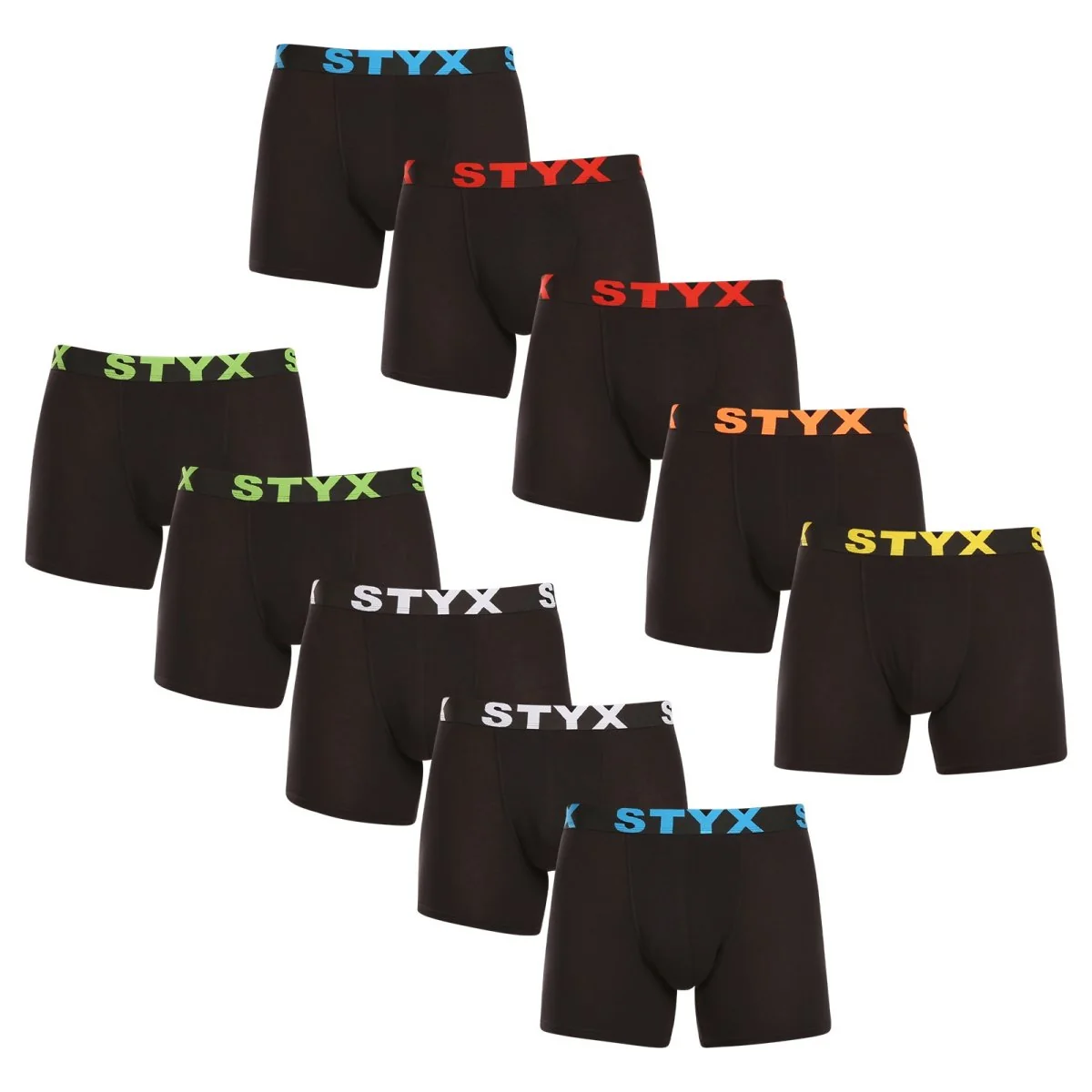 Styx 10PACK pánské boxerky long sportovní guma černé (10U9601) L