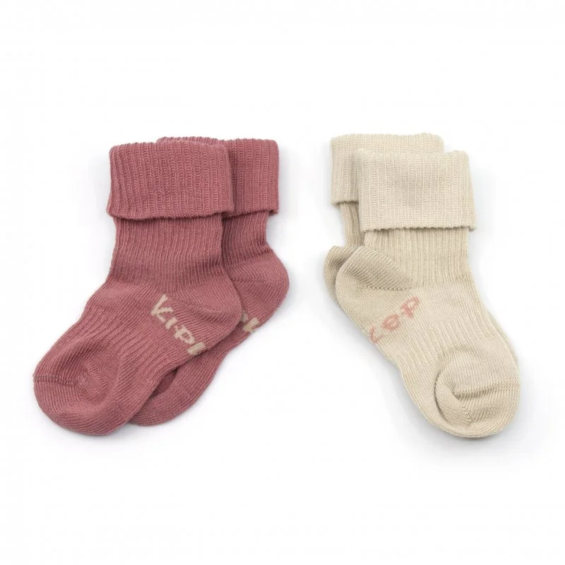 KipKep dětské ponožky Stay-on-Socks 6-12m 2páry Dusty Clay 