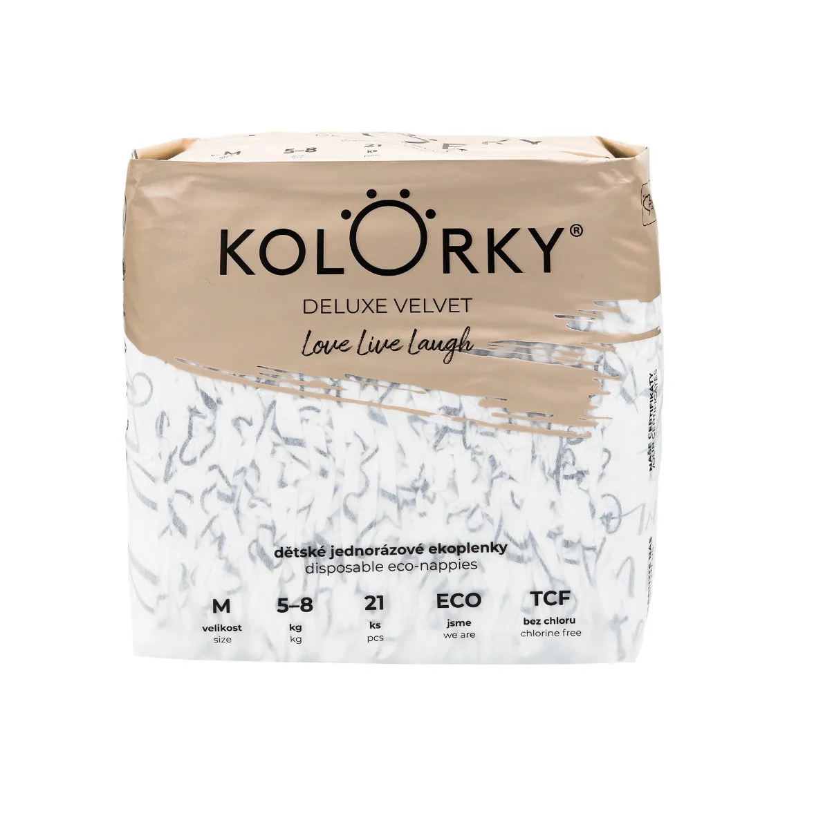 KOLORKY DELUXE VELVET Jednorázové eko plenky se sametovým povrchem vel. M 5-8 kg 21 ks