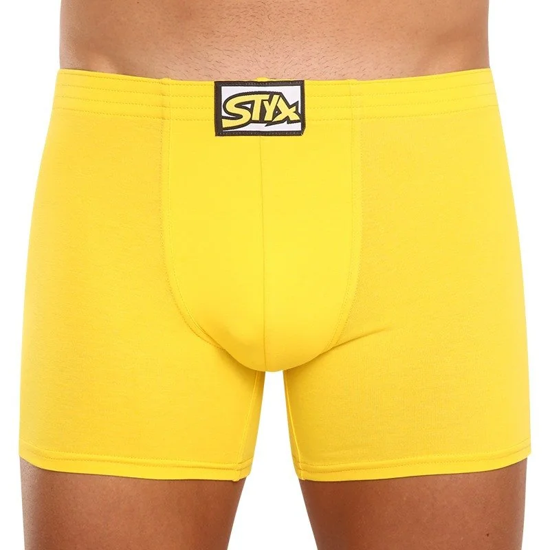 Styx Pánské boxerky long klasická guma žluté (F1068) XXL 