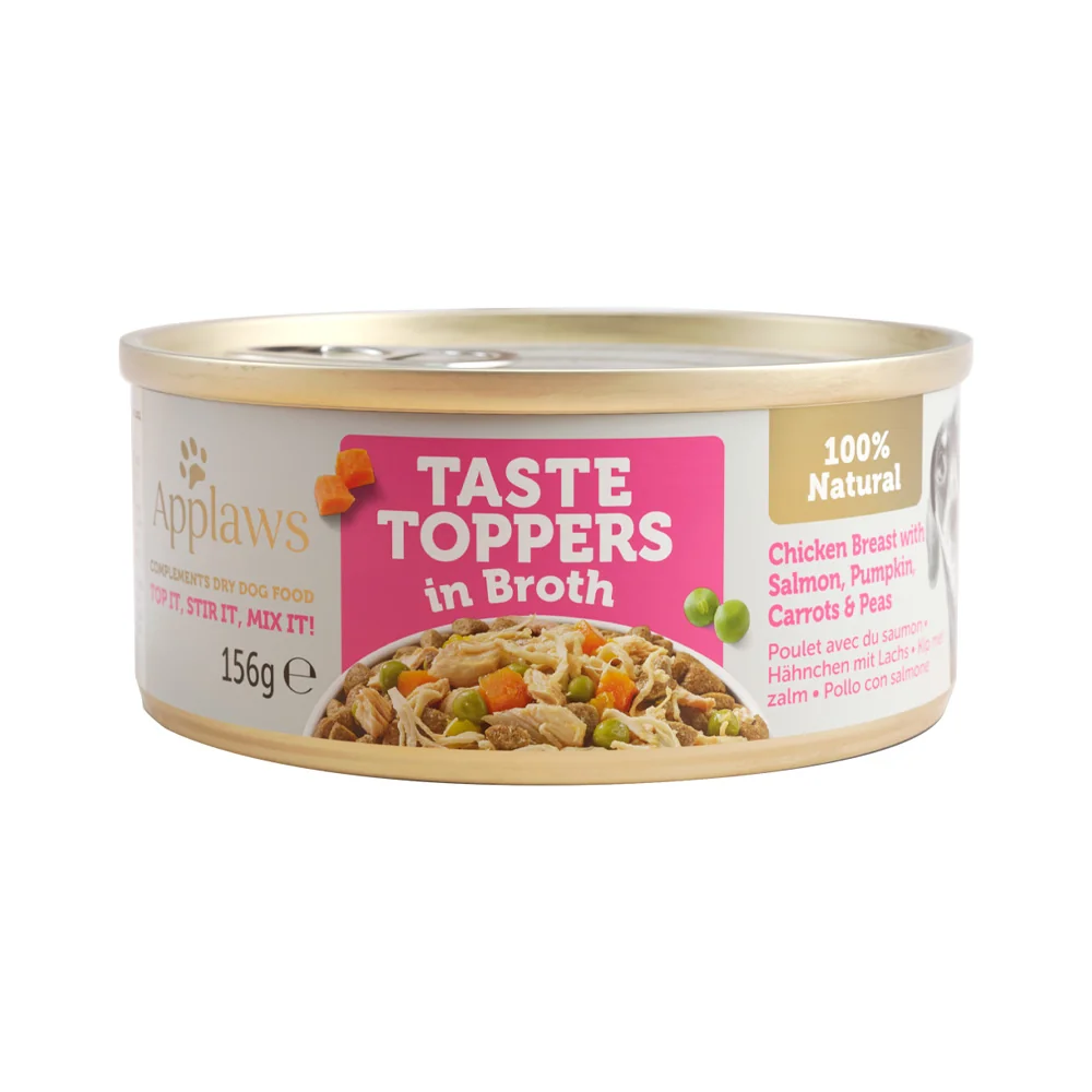 Applaws Dog Taste Toppers in Broth Kuře s lososem konzerva 156 g