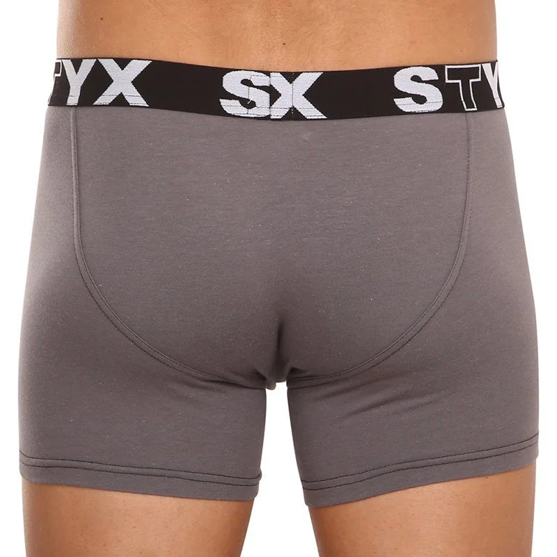 Styx 3PACK pánské boxerky long sportovní guma tmavě šedé (3U1063) XL 