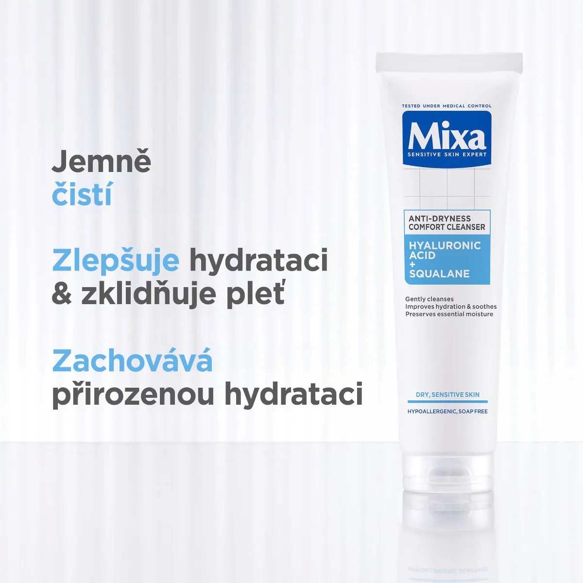 Mixa Hyaluronic Acid Čisticí gel proti vysušování 150 ml