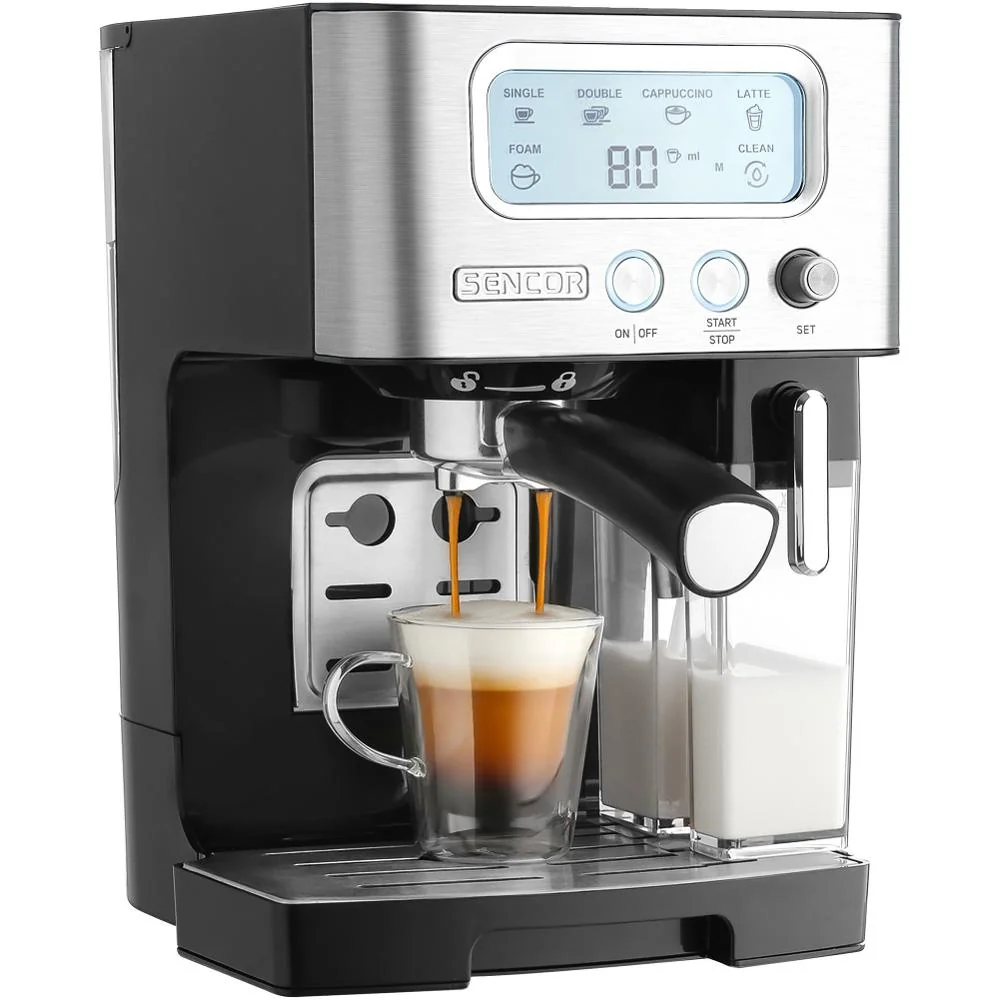 SENCOR SES 4090SS Espresso poloautomatický pákový kávovar černý/stříbrný