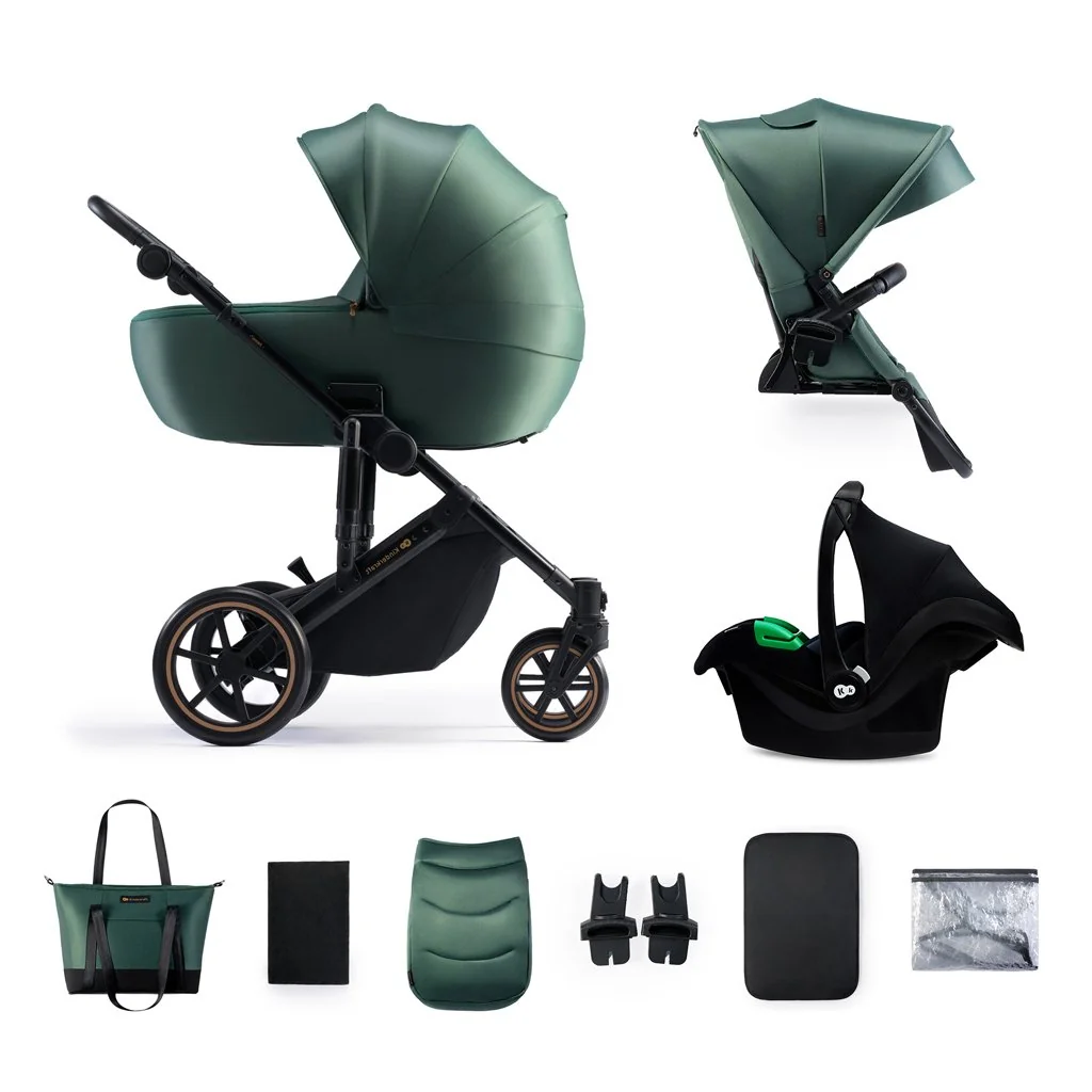 Kinderkraft select Kočárek kombinovaný 3v1 Prime 2 Dark Green, Premium 