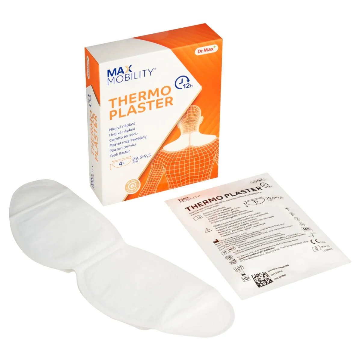 Dr. Max Thermoplaster Náplast s hřejivým účinkem 29,5 x 9,5 cm 4 ks