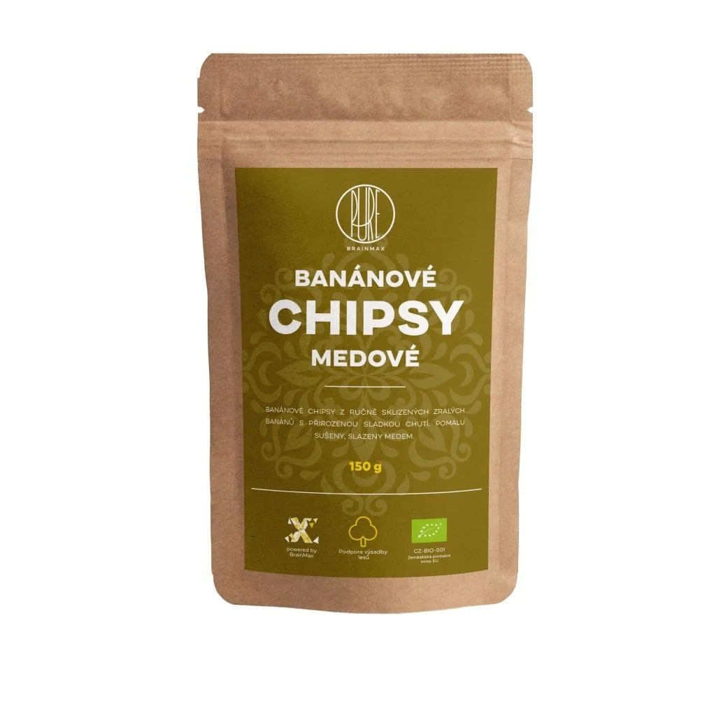 BrainMax Pure Banánové chipsy medové BIO 150 g