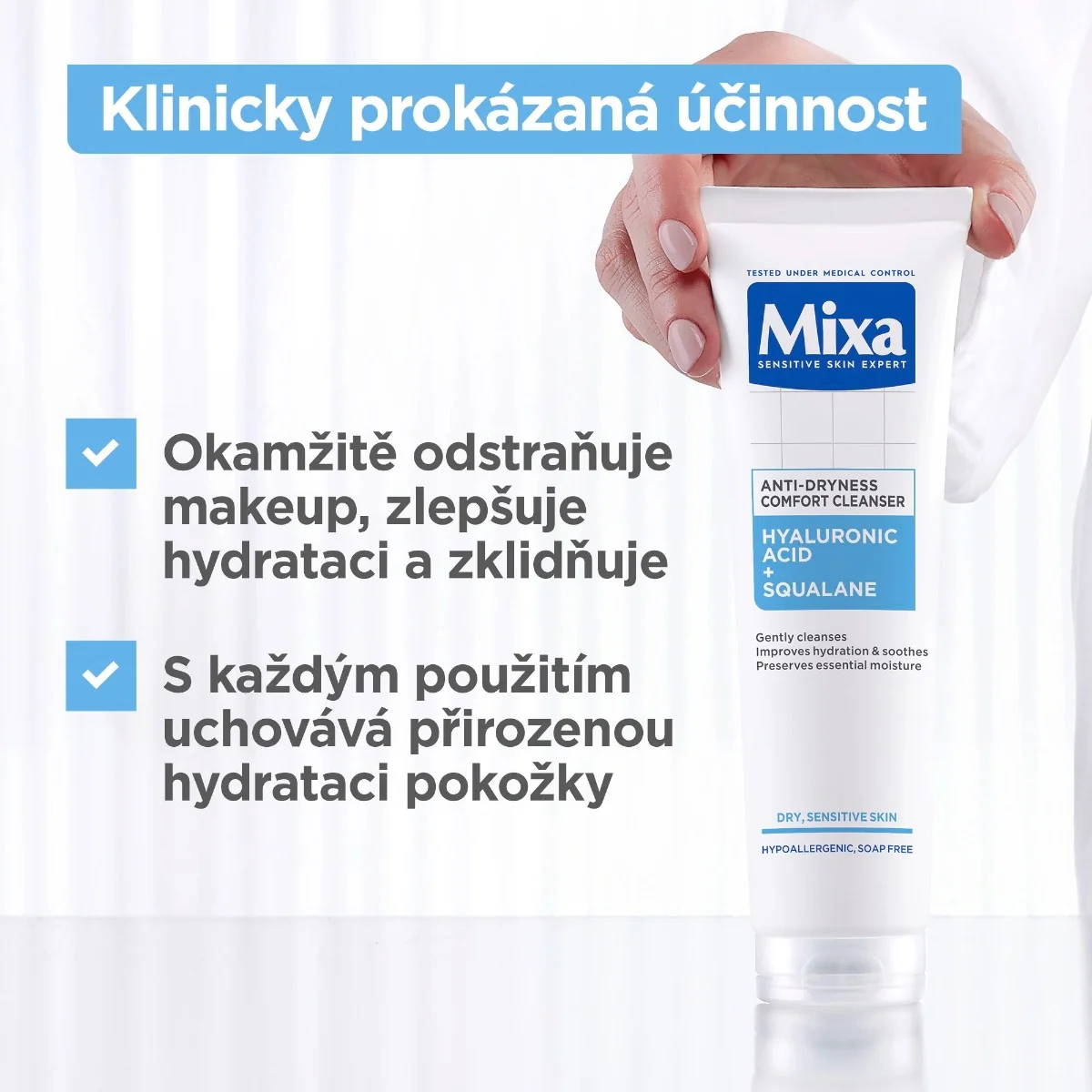 Mixa Hyaluronic Acid Čisticí gel proti vysušování 150 ml