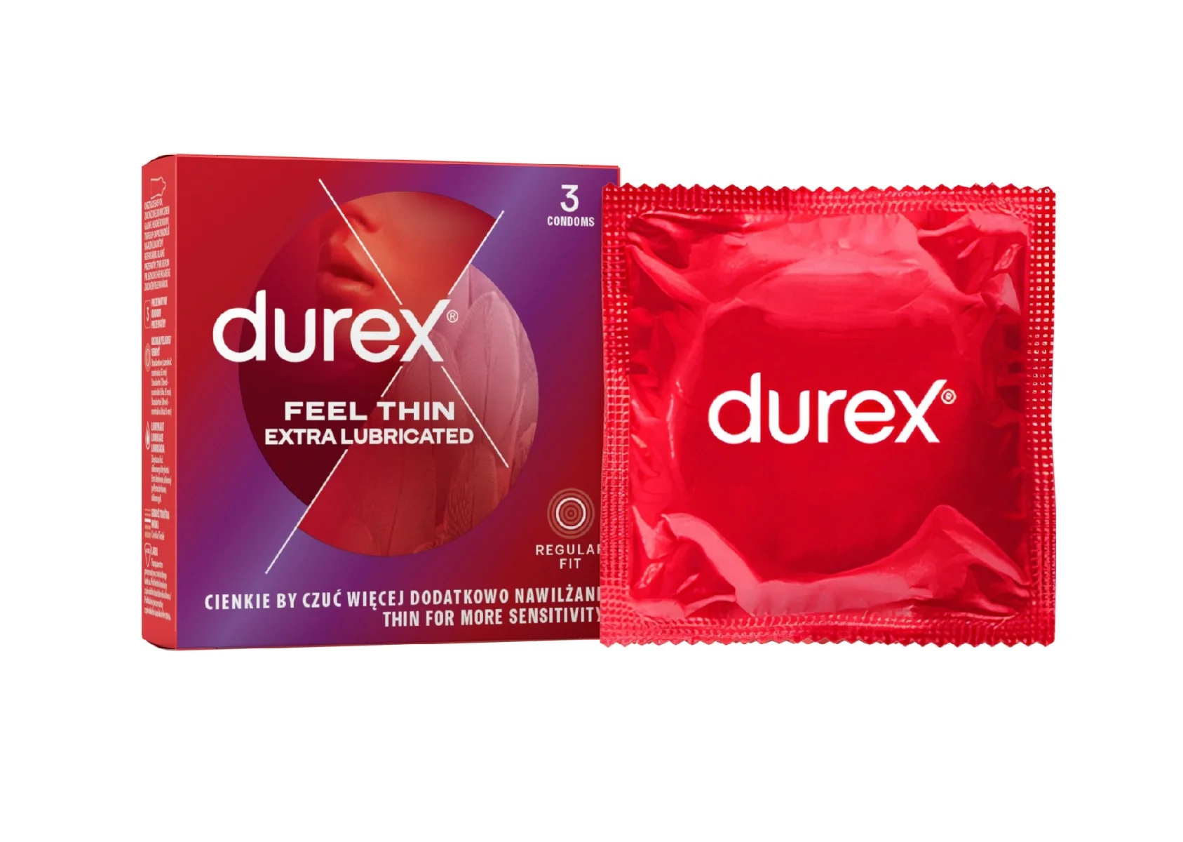 Durex Feel Thin Extra Lubricated kondomy 3 ks