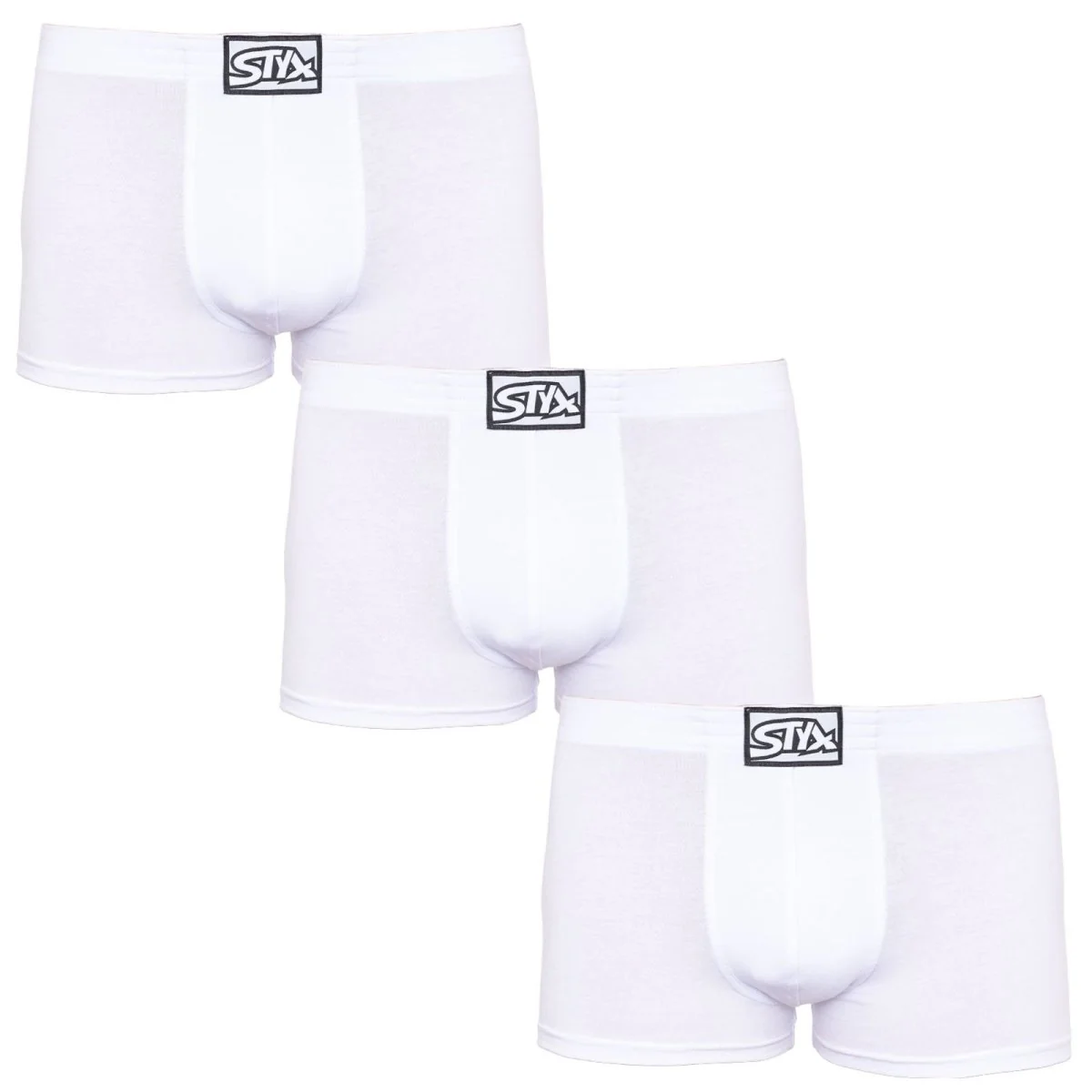 Styx 3PACK pánské boxerky klasická guma bílé (3Q1061) L