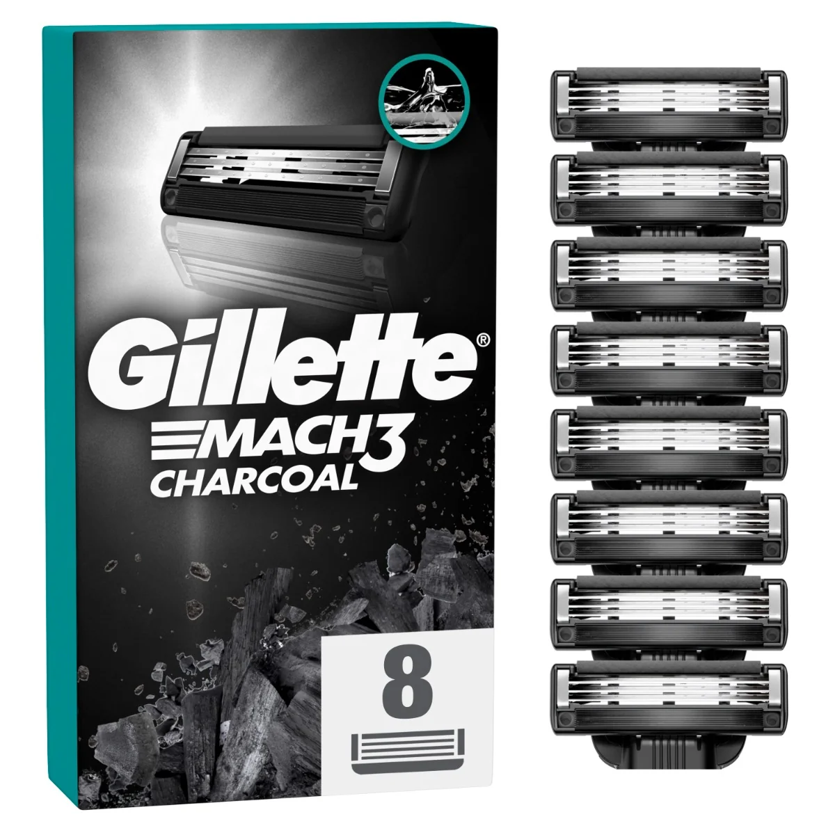 Gillette Mach3 Charcoal náhradní hlavice 8 ks