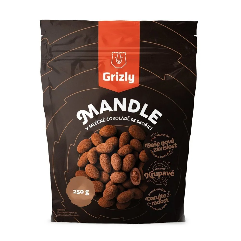 Grizly Mandle v mléčné čokoládě se skořicí 250 g