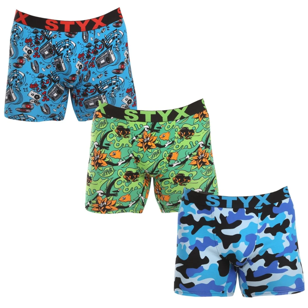 Styx 3PACK pánské boxerky long art sportovní guma vícebarevné (3UN15780) XXL 