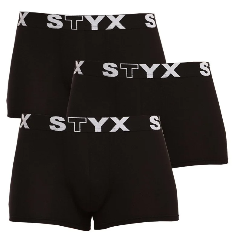 Styx 3PACK pánské boxerky sportovní guma černé (G9606060) XL