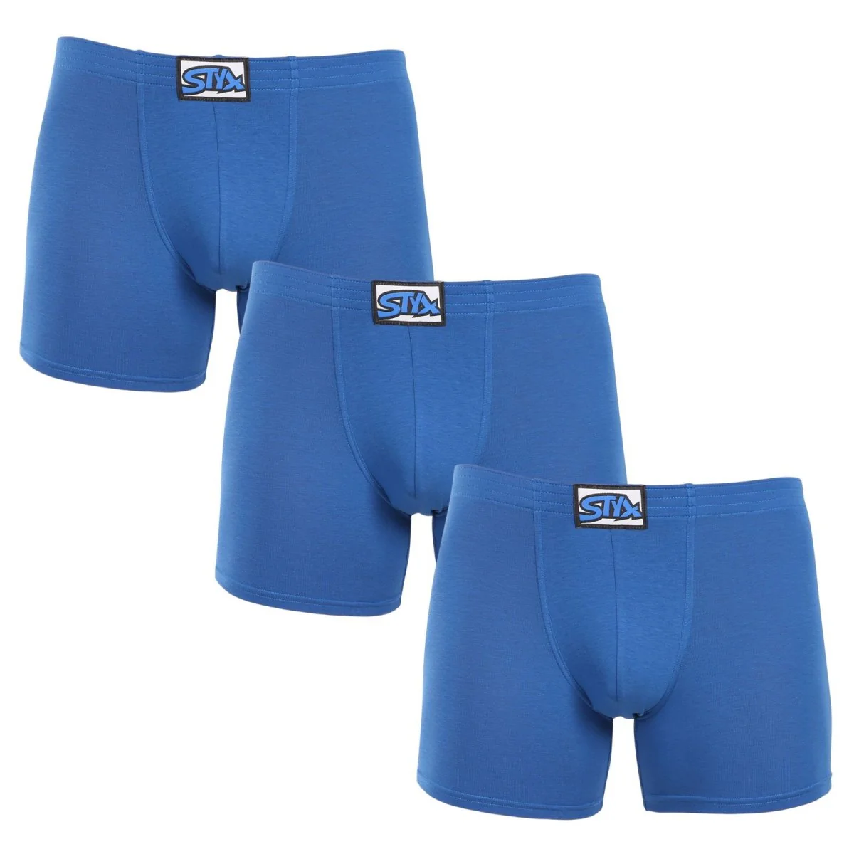 Styx 3PACK pánské boxerky long klasická guma modré (3F1167) XXL 