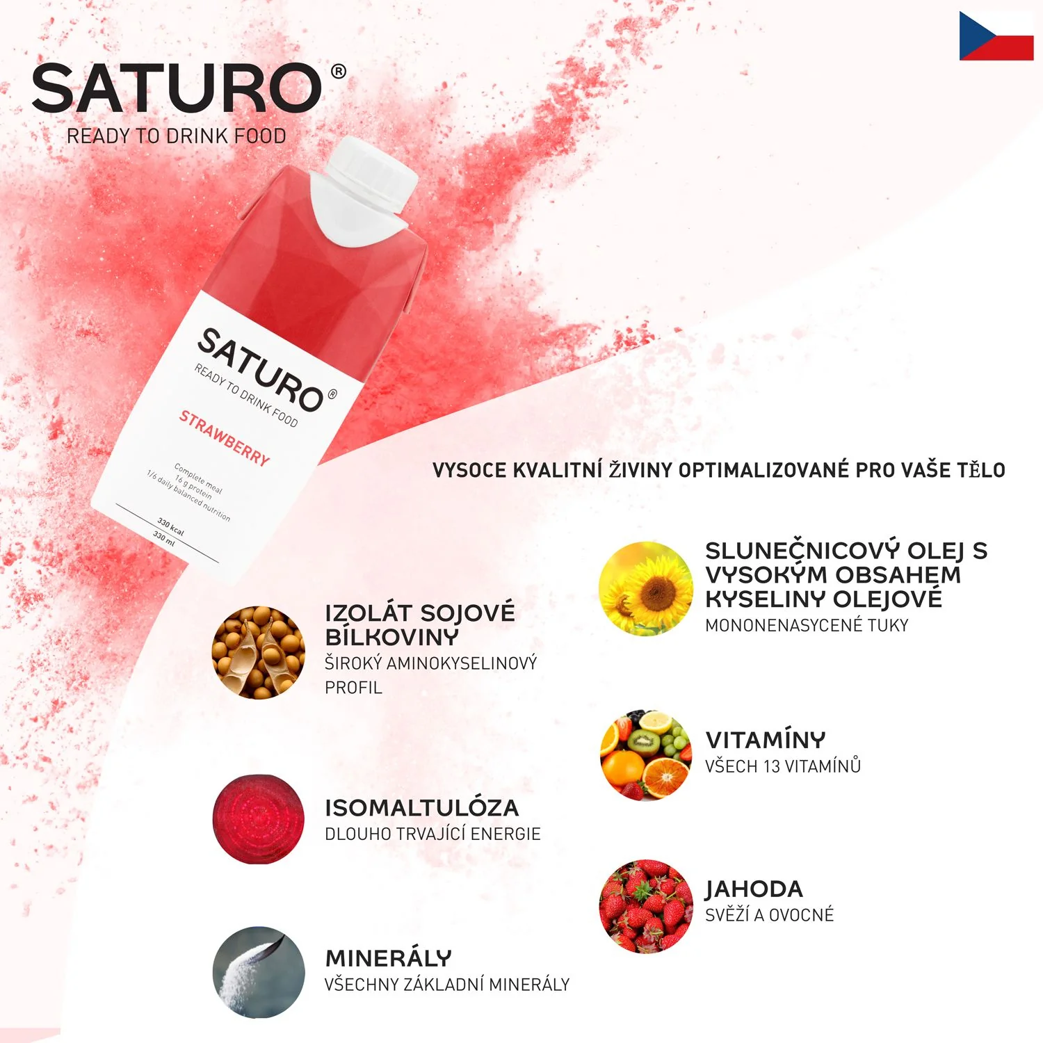 SATURO Jahoda drink 8x330 ml