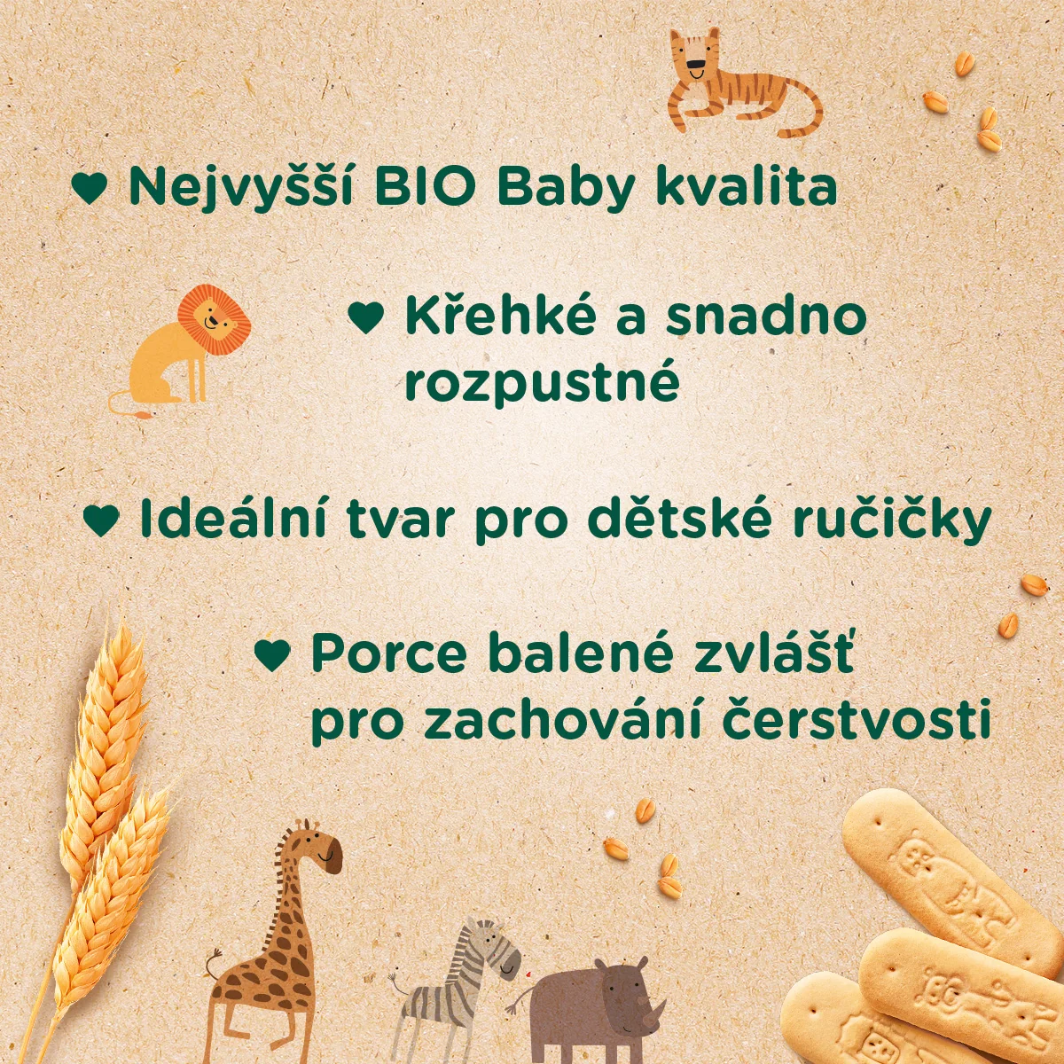 Sunar BIO Sušenky Rozpustilá zvířátka 6m+ 4x40 g