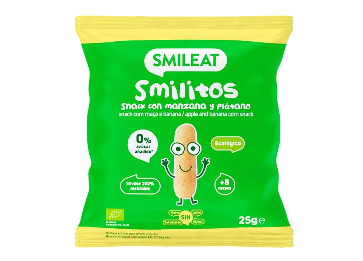 Smileat BIO kukuřičné křupky banán a jablko s vitaminem B1 8M+