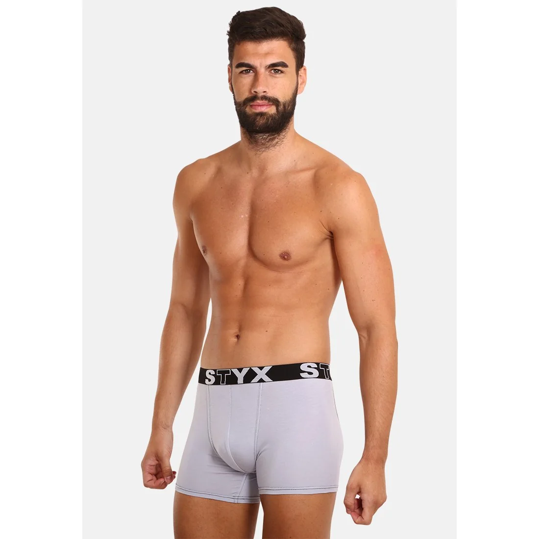 Styx Pánské boxerky long sportovní guma světle šedé (U1067) XL 