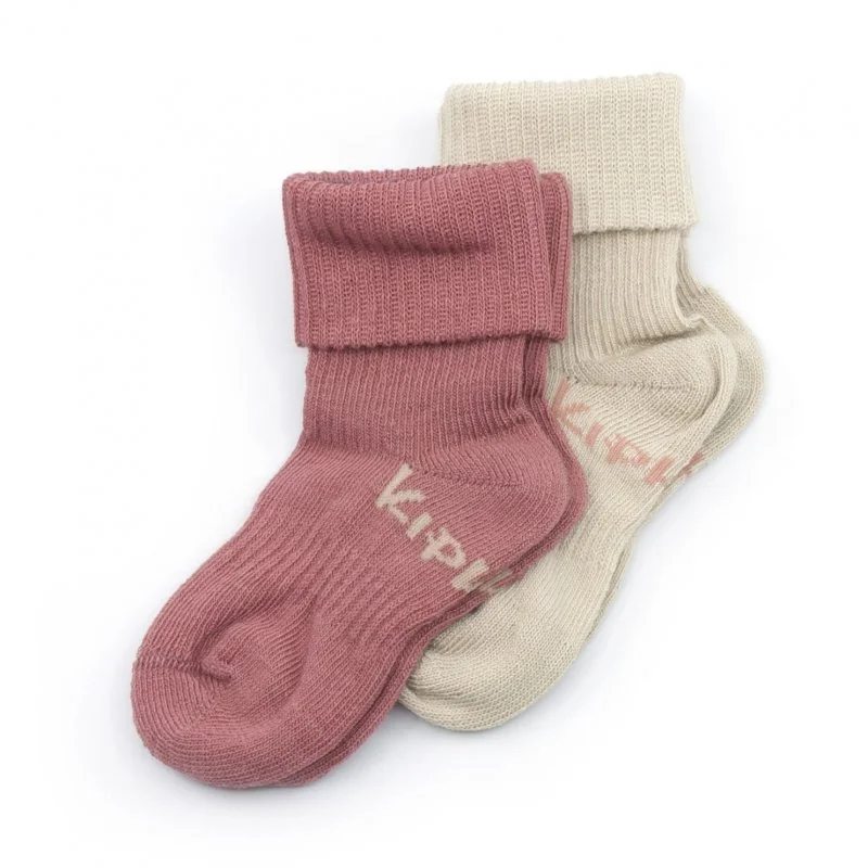 KipKep dětské ponožky Stay-on-Socks 6-12m 2páry Dusty Clay 