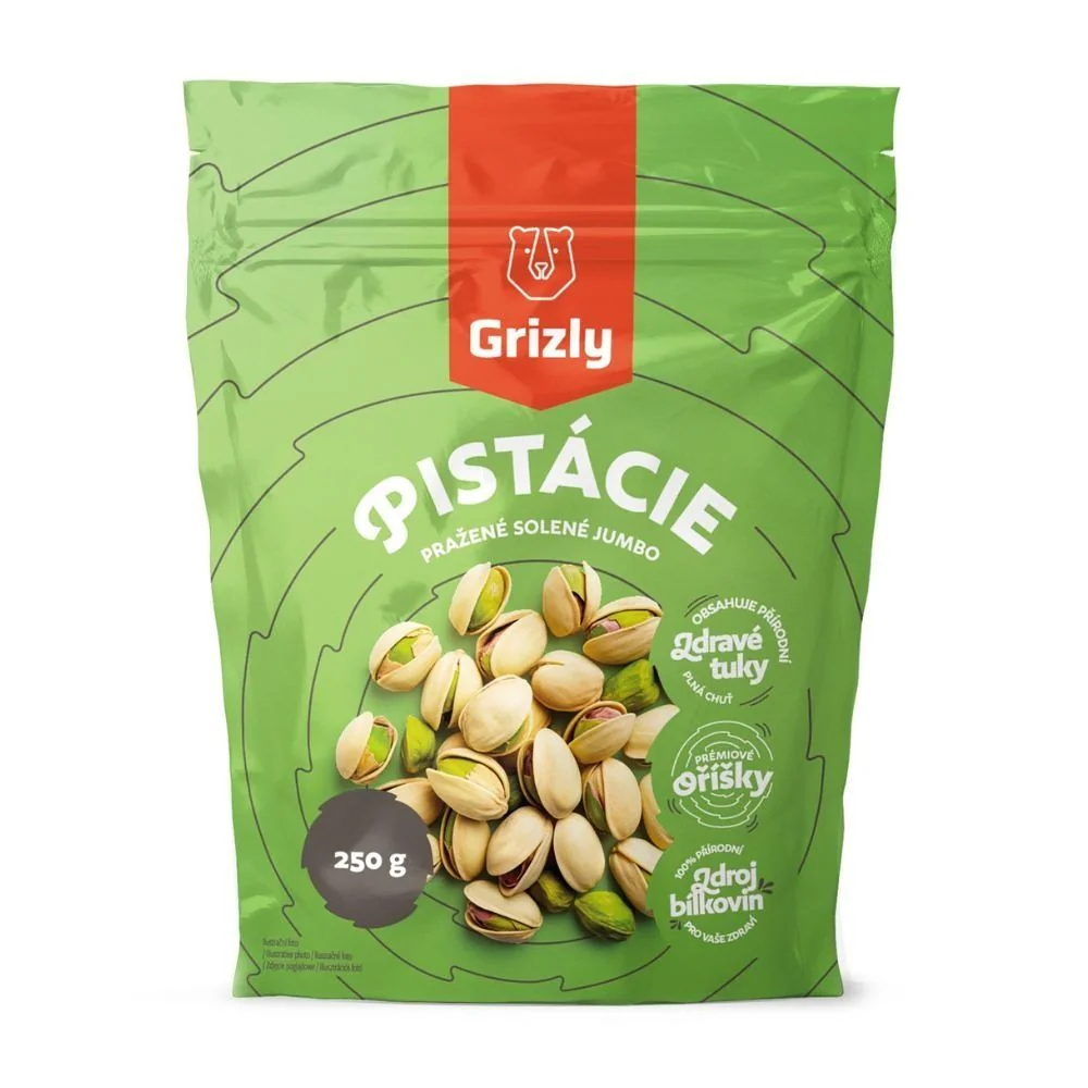 Grizly Pistácie pražené solené Jumbo 250 g