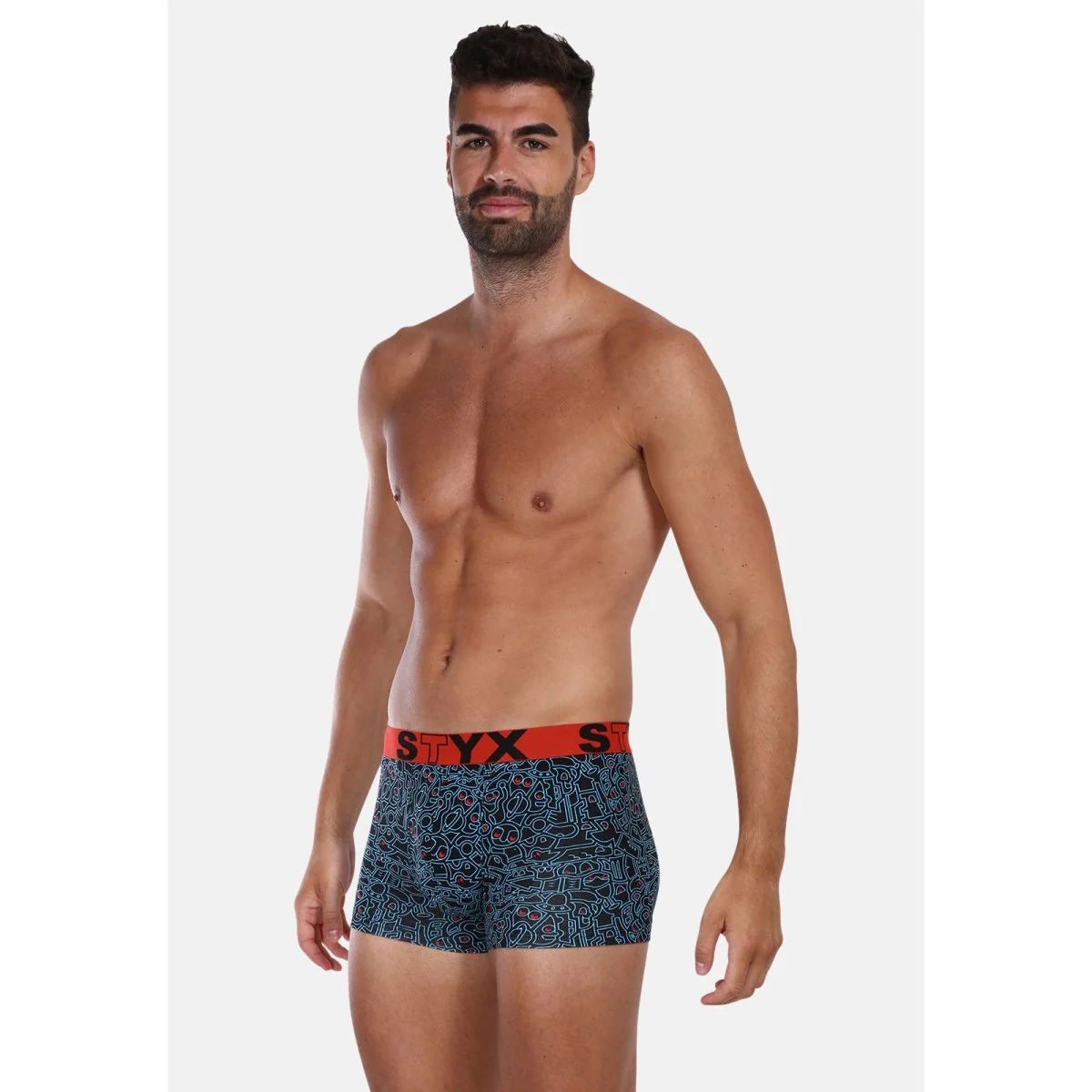 Styx Pánské boxerky art sportovní guma nadrozměr doodle (R1256) 4XL 