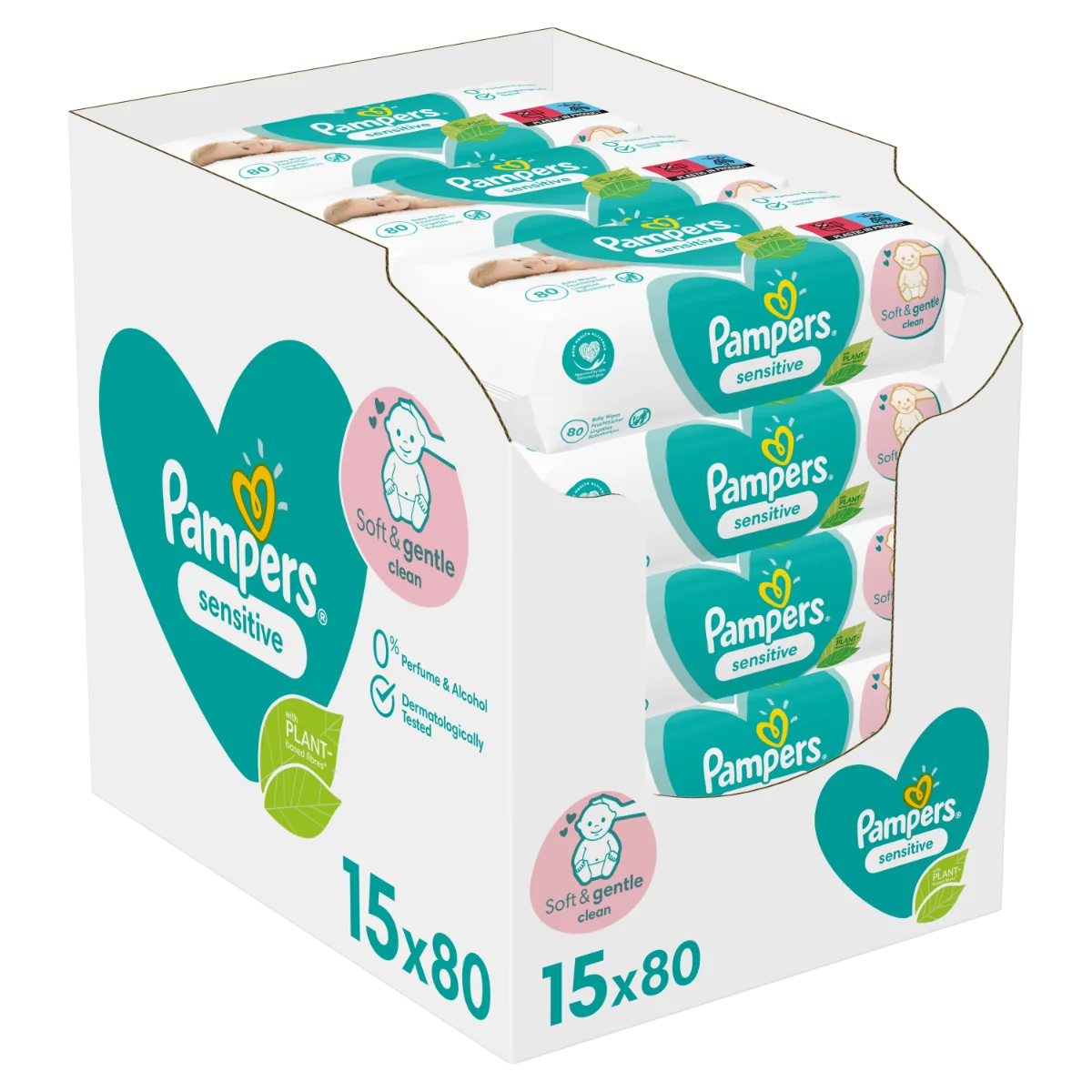 Pampers Sensitive vlhčené ubrousky 15x80 ks