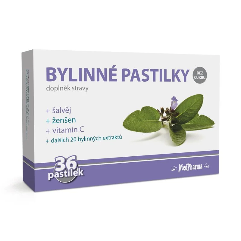 MedPharma Bylinné pastilky bez cukru šalvěj 36 ks