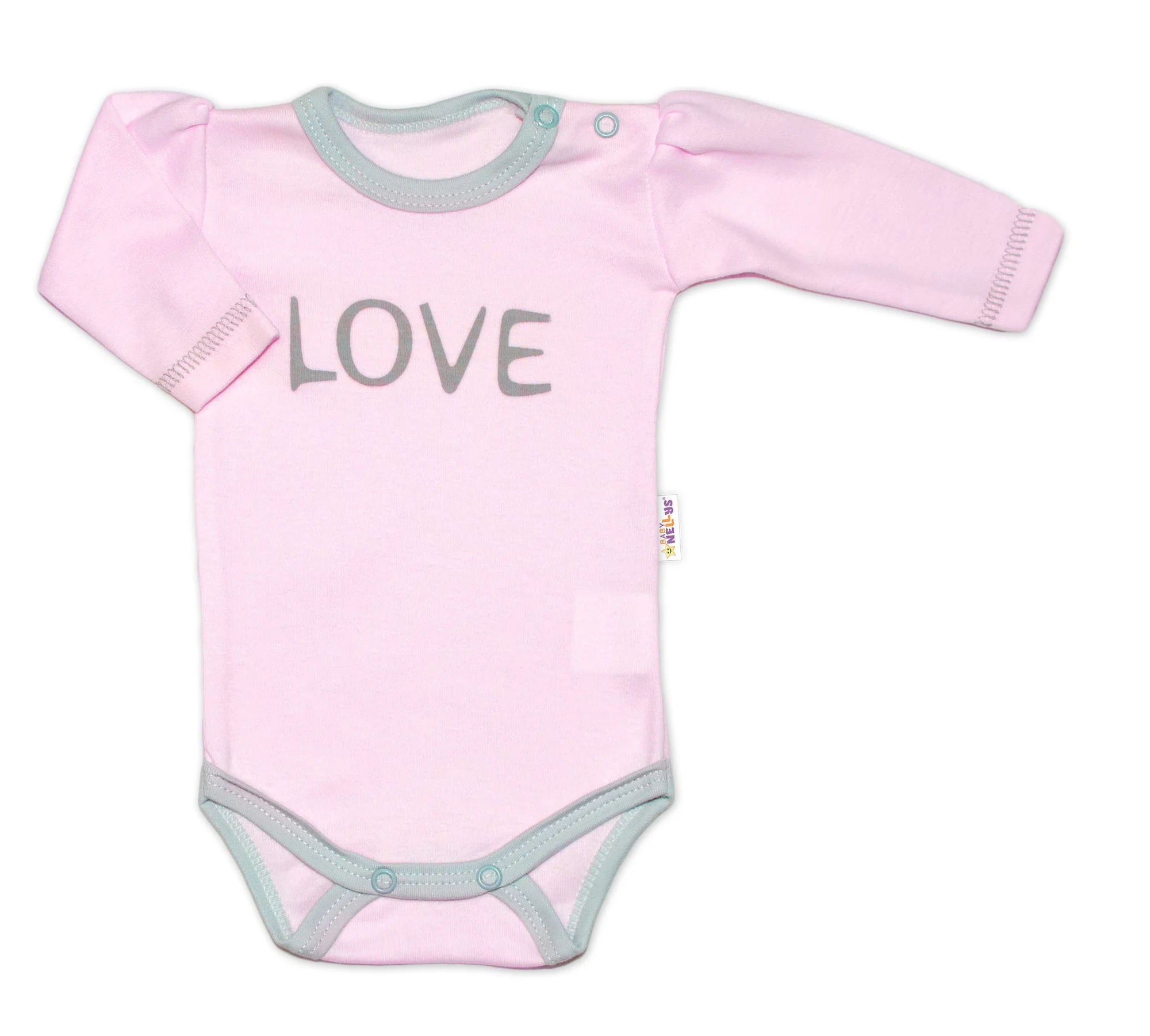 Baby Nellys Body dlouhý rukáv Love - růžové vel.  56