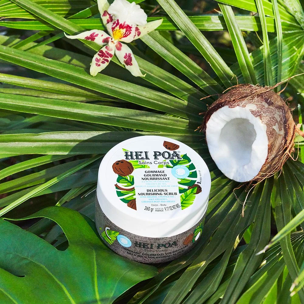 HEI POA Tahiti Monoï oil Jemný tělový peeling 260 g