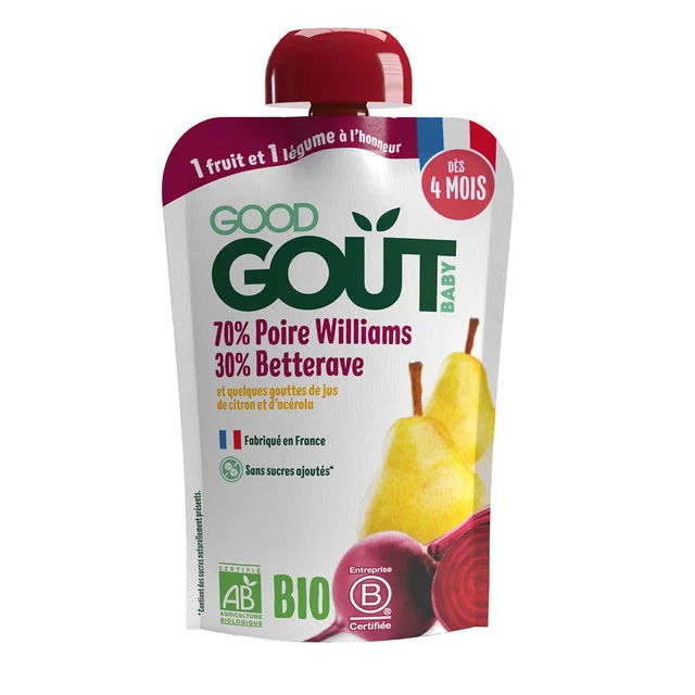 Good Gout BIO Hruška Williams s červenou řepou 4m+ kapsička 120 g