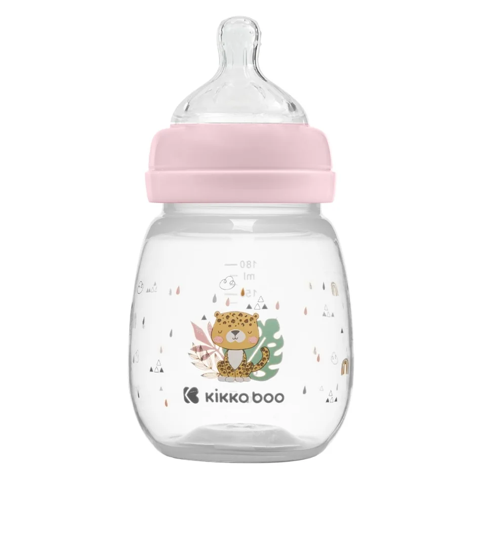 KikkaBoo Kojenecká láhev 3m+ Savanna Pink 180 ml