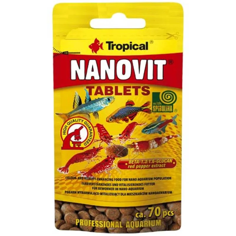 Tropical Nanovit Tablets 10g/70ks krmivo pro nejmenší druhy ryb s obsahem bílkovin 