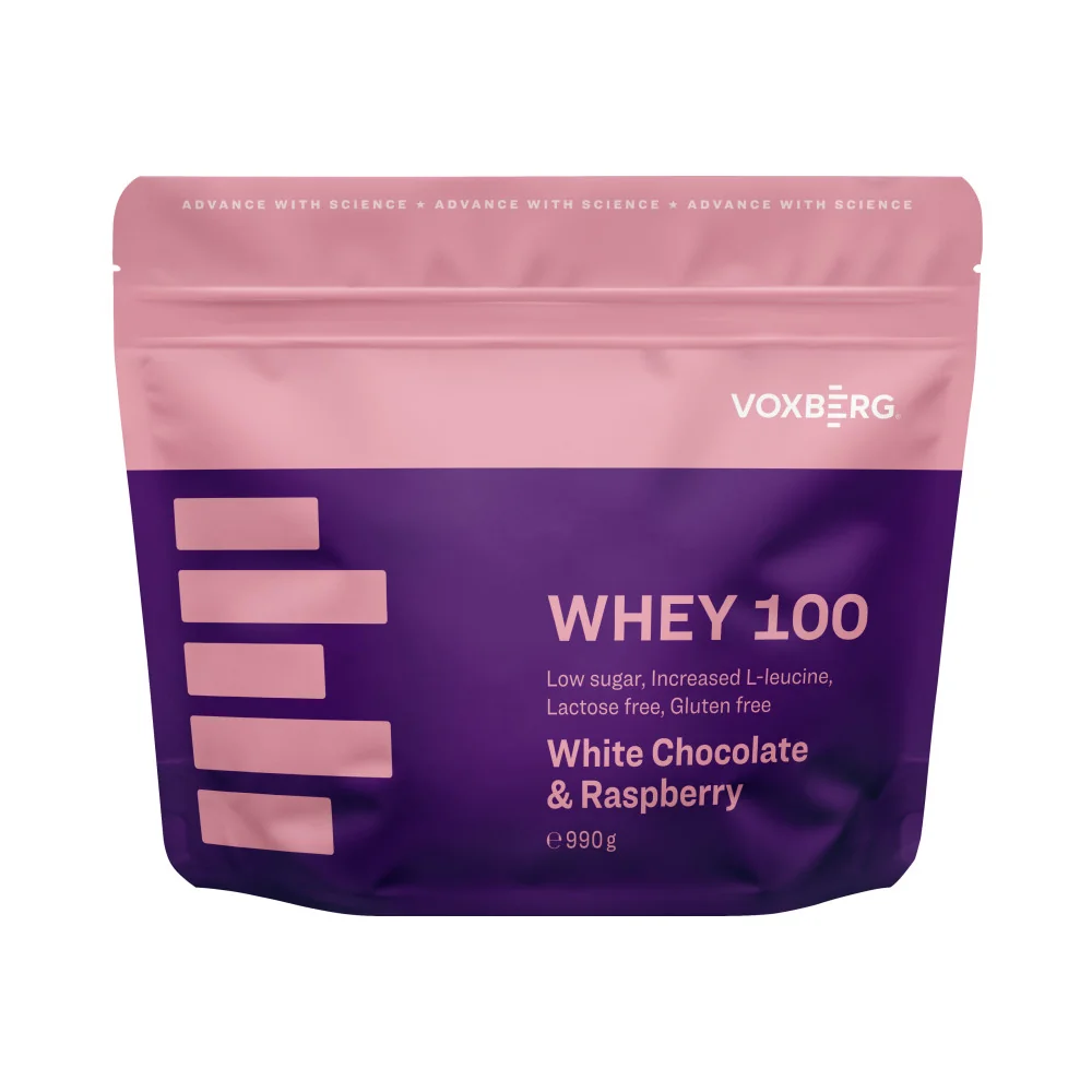 Voxberg Whey Protein 100 990g - bílá čokoláda s malinou