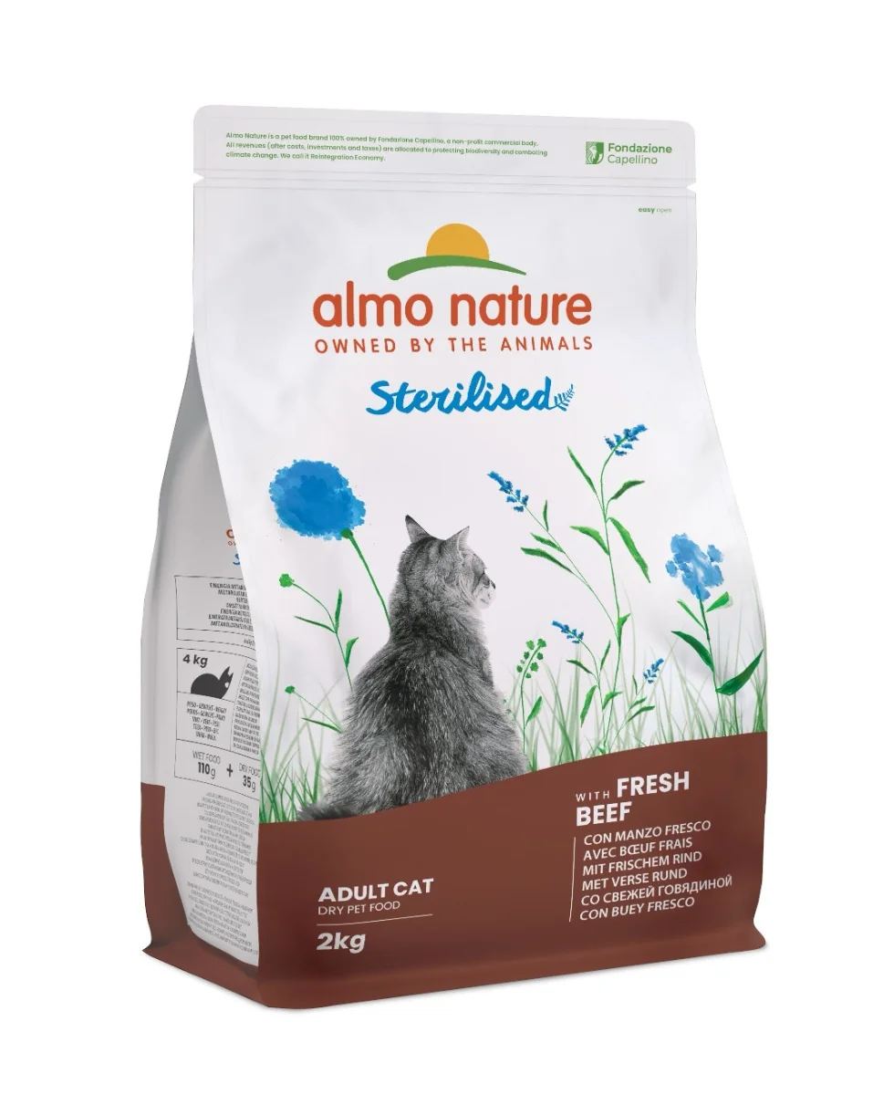 Almo Nature Sterilised s čerstvým hovězím krmivo pro kastrované kočky 2 kg