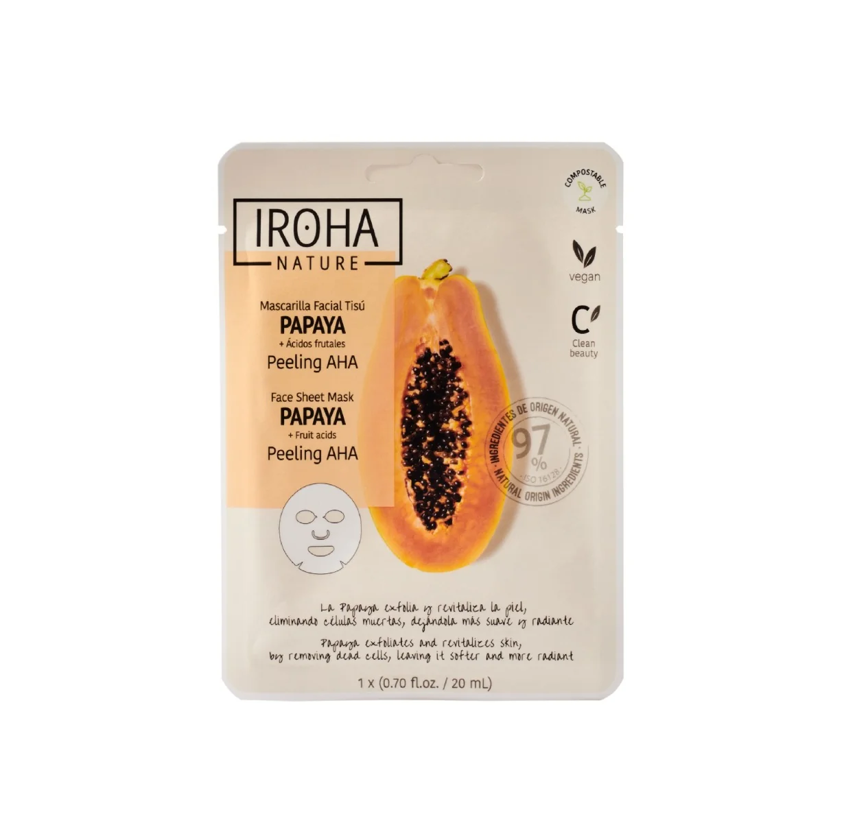 Iroha nature Obličejová maska Peeling Papay 20 ml