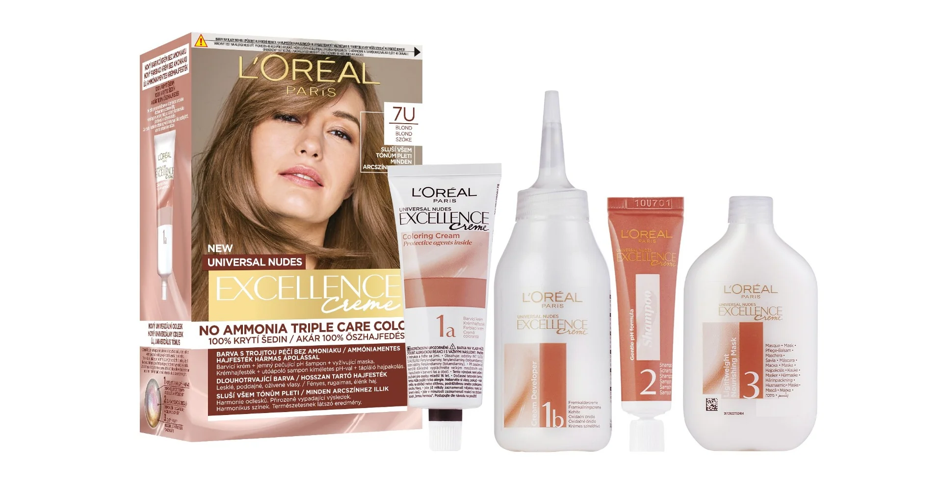 Loréal Paris Excellence Creme Universal Nudes odstín 7U blond barva na vlasy