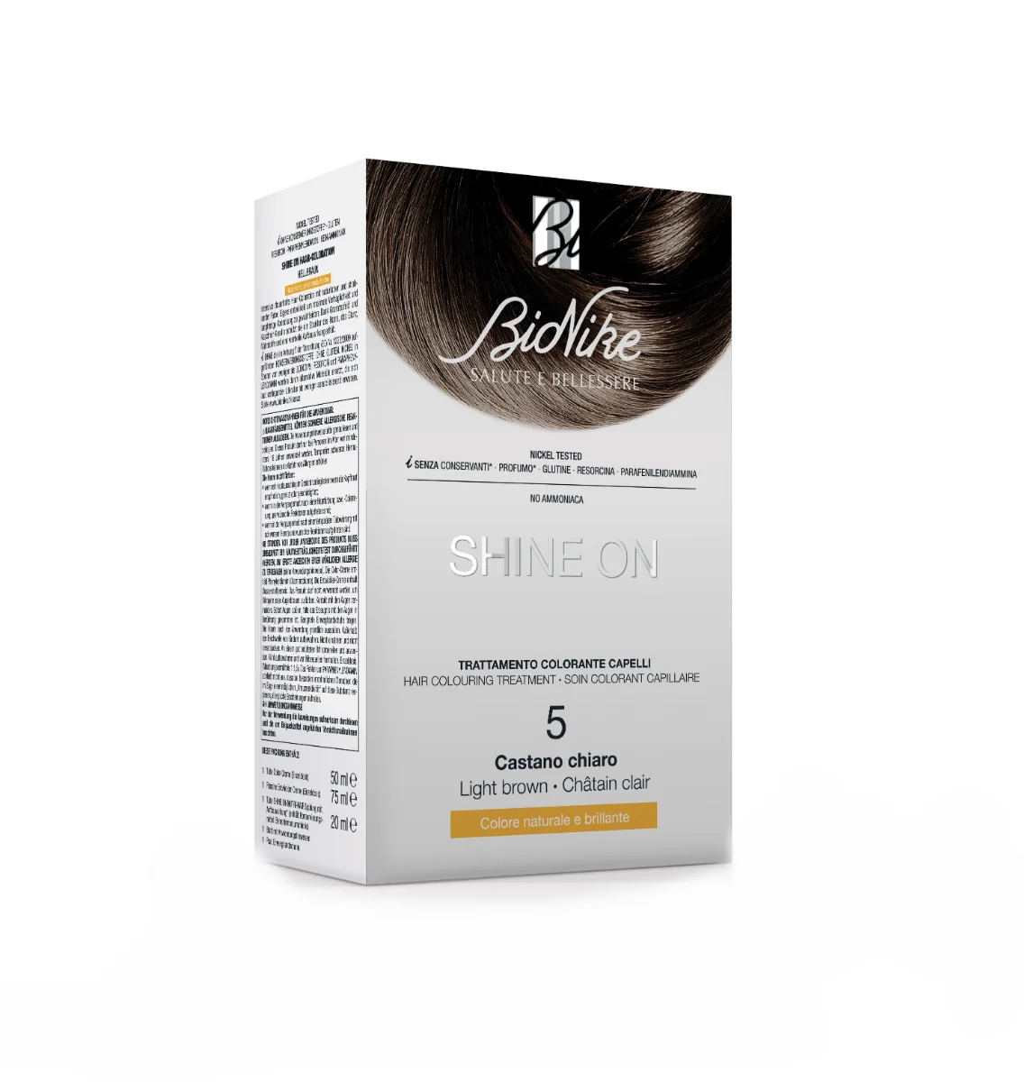 Bionike Shine on hair colouring treatment light brown barva na vlasy 75 ml světle hnědá