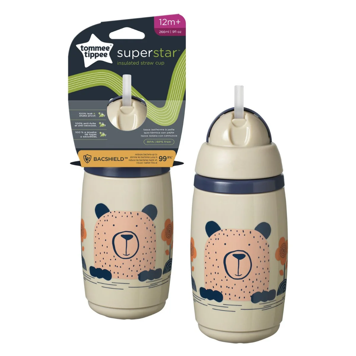 Tommee Tippee Superstar Netekoucí sportovní hrnek 12m+ 266 ml 1 ks šedý