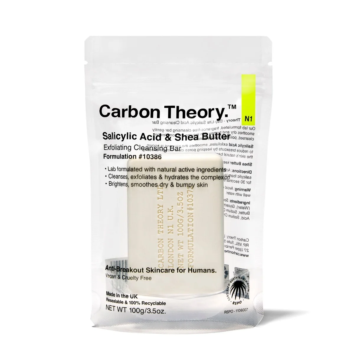 Carbon Theory Salicylic Acid Exfoliating Cleansing Bar čisticí mýdlo 100 g