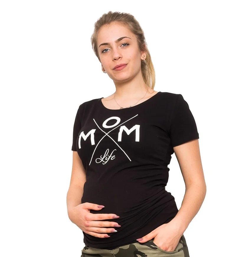 Těhotenské triko Mom Life - černá, vel. XL 