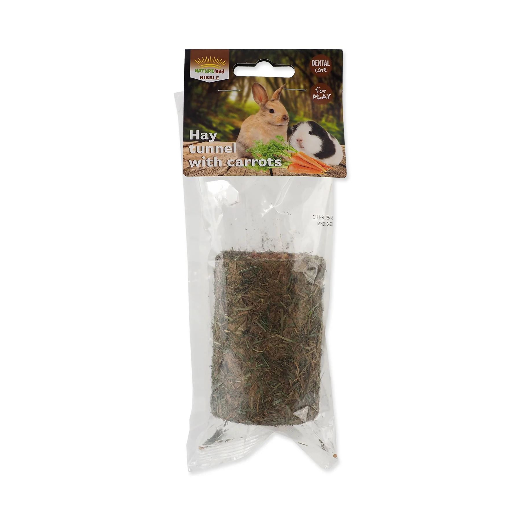 Nature Land Pochoutka Nibble válec ze sena plněný mrkví 125 g