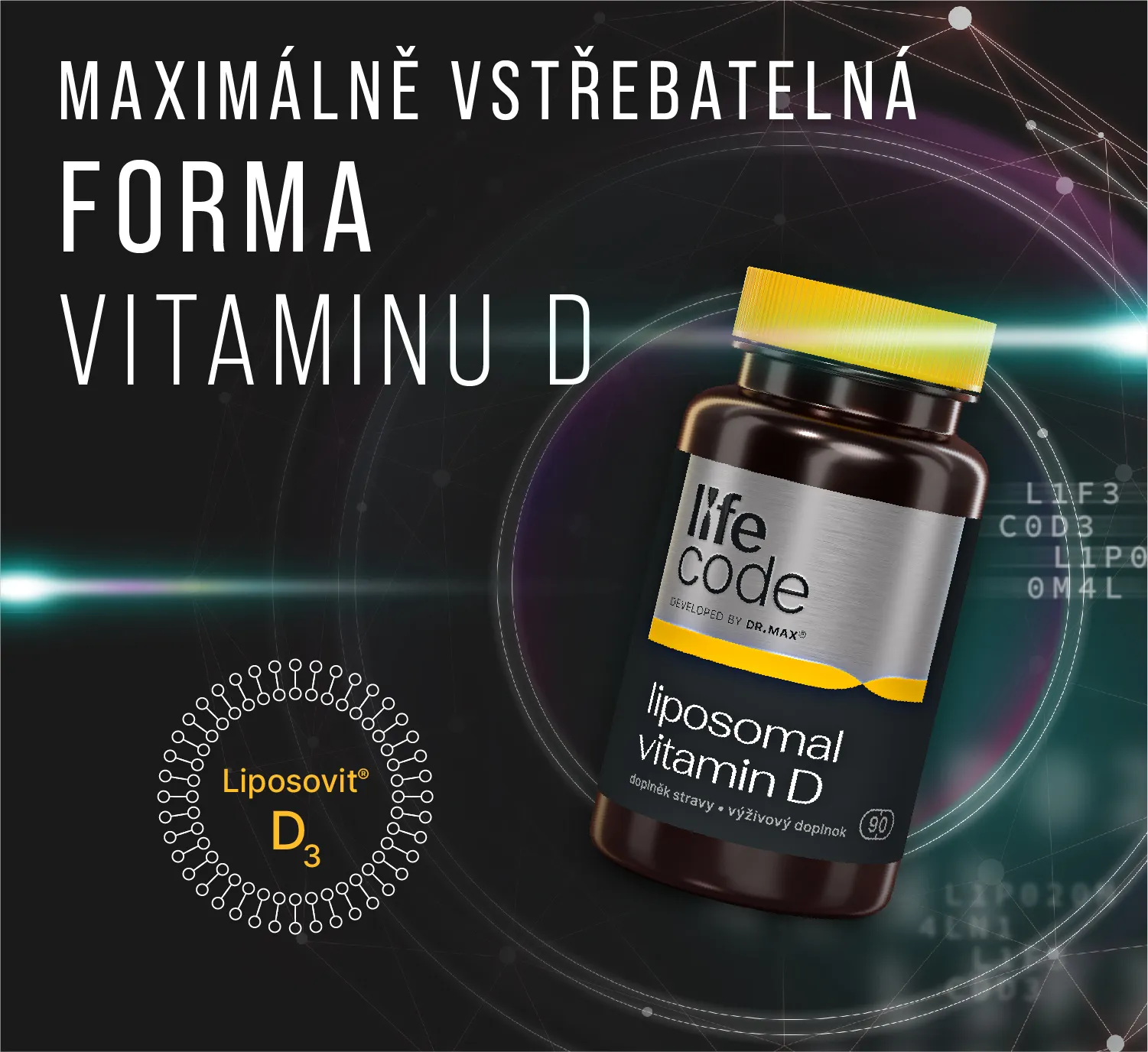 Dr. Max Life Code Liposomal Vitamin D 90 kapslí – Maximálně vstřebatelná forma vitaminu D
