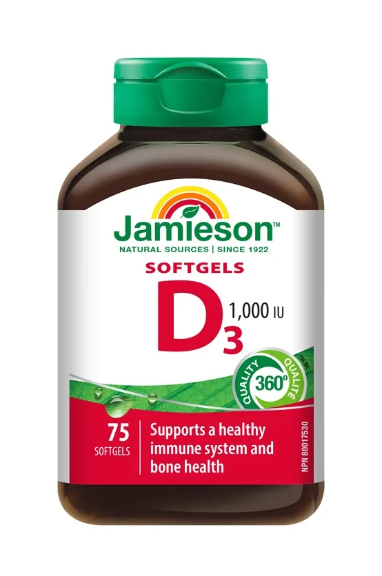 Jamieson Vitamín D3 1000 IU 75 kapslí