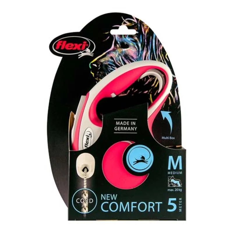 Flexi New Comfort M lanko 5m červená do 20kg 